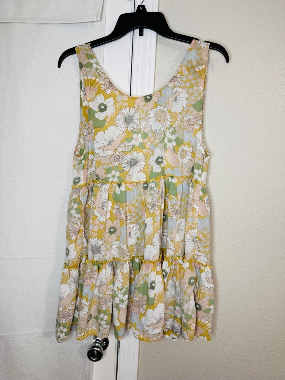 O'Neill Yellow Floral Tiered Girls Sundress with Green Accents